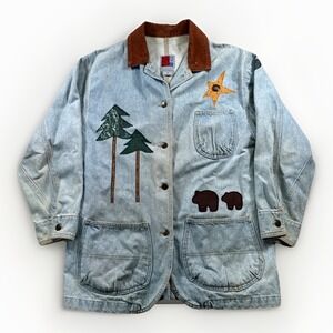 Vintage Sunbelt Sportswear Barn Coat Womens M Denim Jean Barn Jacket 90s